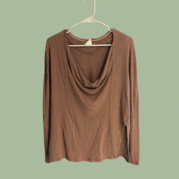 Free People Tops - Free People We The Free Brown Cowl Neck Long Sleeve Top XS